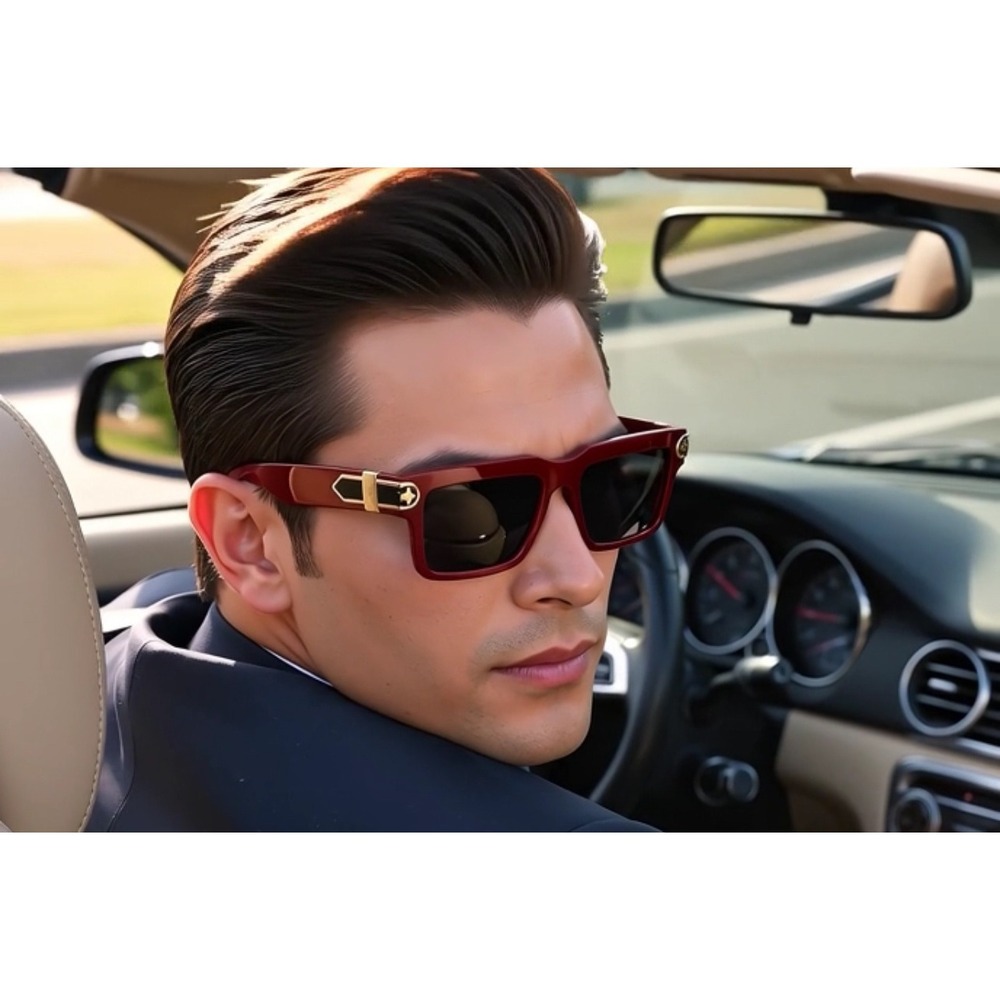 Classic Unisex Red Framed Sunglasses RED UV400 Square Elegant Style Gafas Lentes